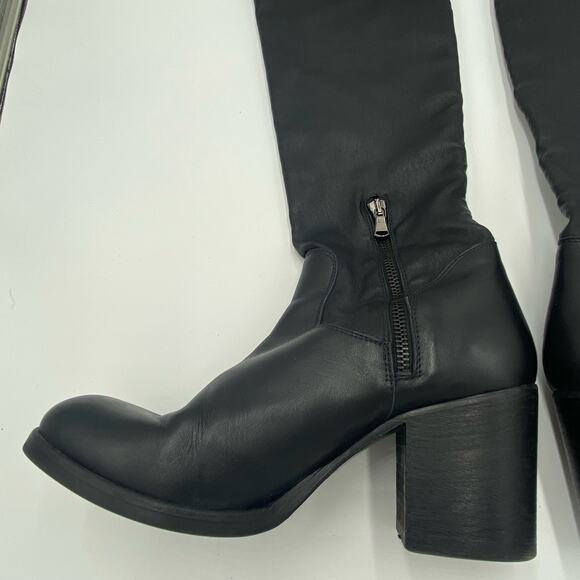 Barneys New York Black Soft Leather Pull On Over The Knee Boots Size 40 - Picture 7 of 11